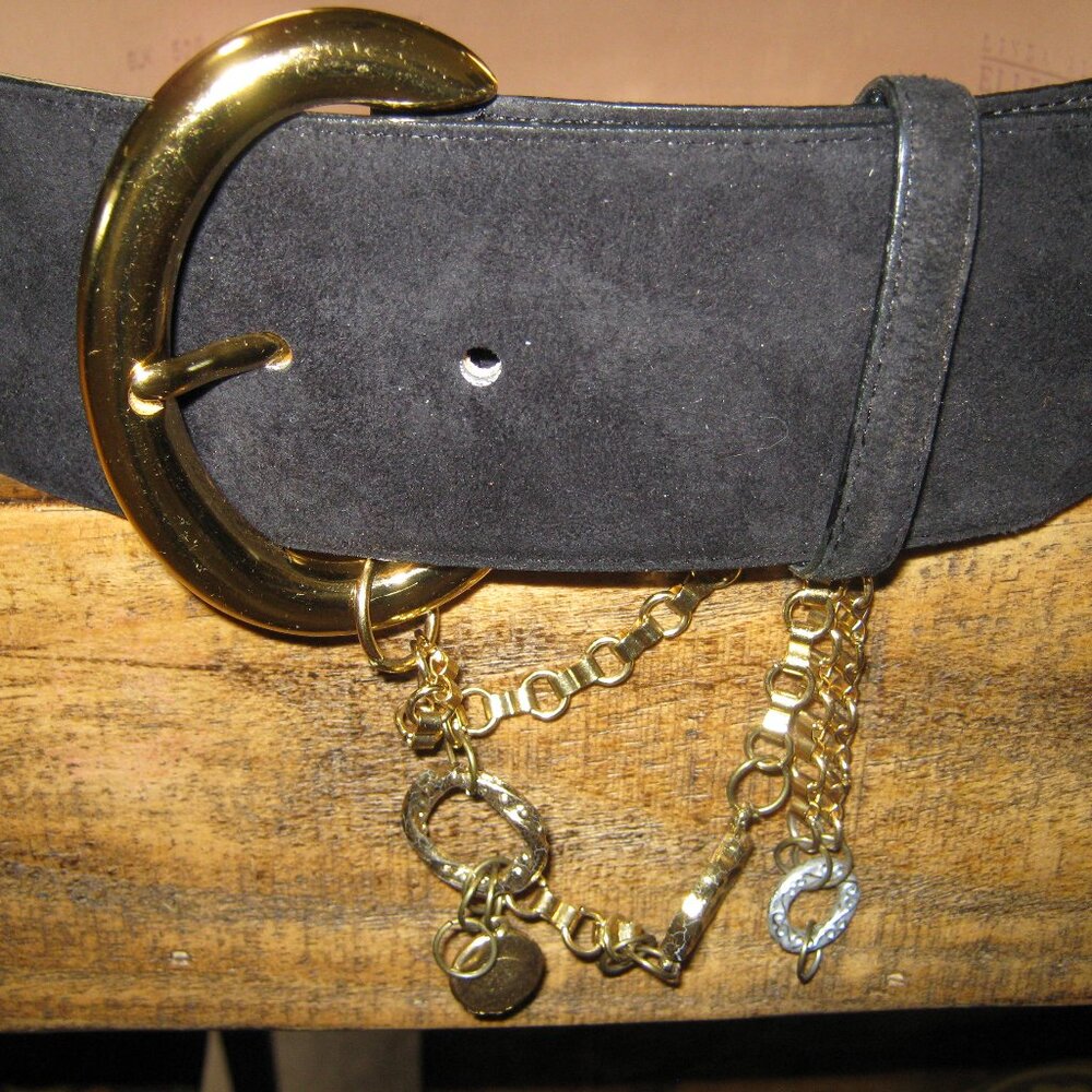 Vintage Ellen Tracy Suede Black Belt - Size M